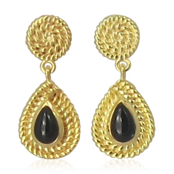 Pink Sand Jewelry - Earrings Gold Onyx Small