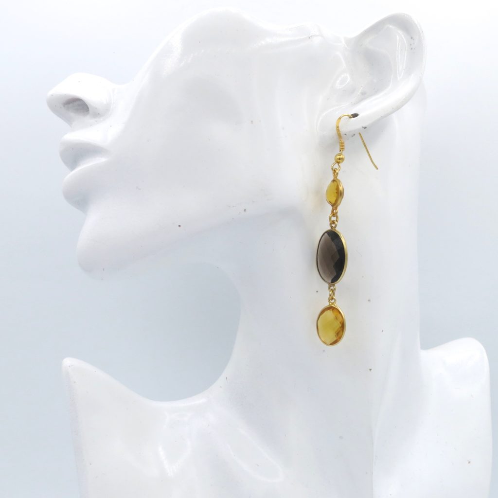 Callysta's Findings - Earrings Tripple Citrine Smoked Topaz model