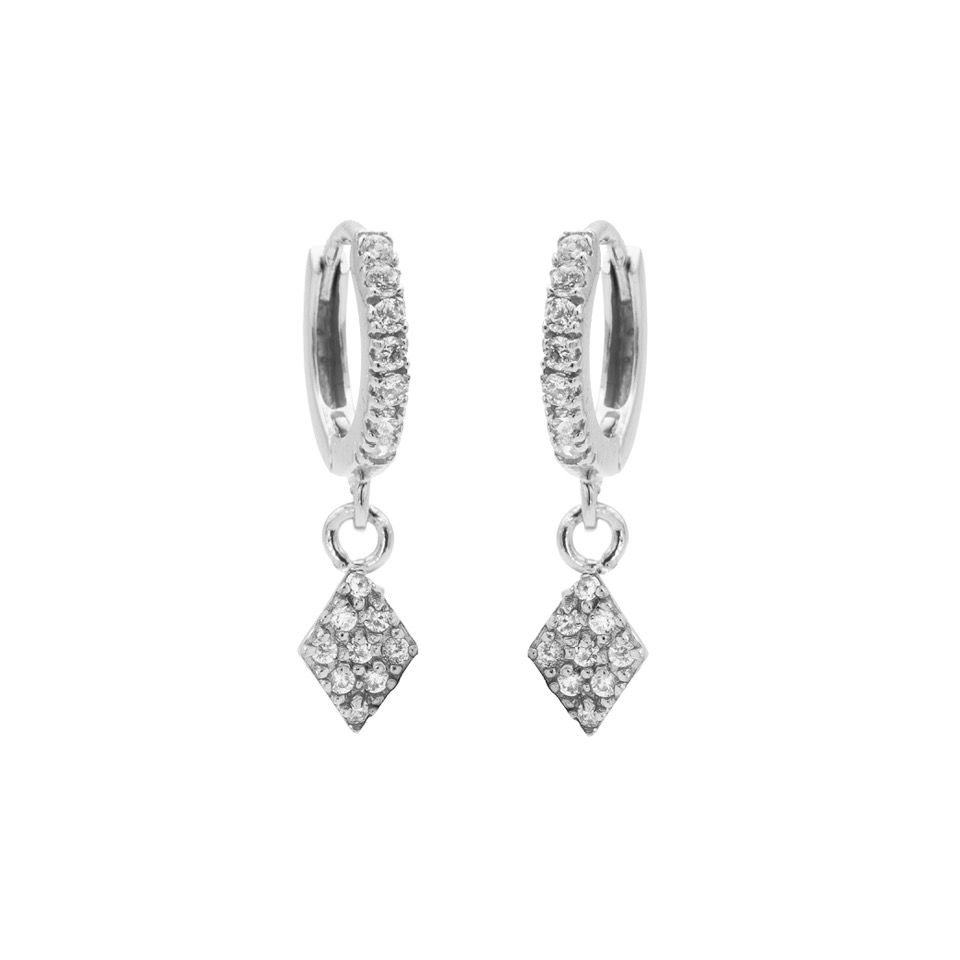 Karma - Zirconia Hinged Hoops Symbols Diamond 2 Silver m2870h