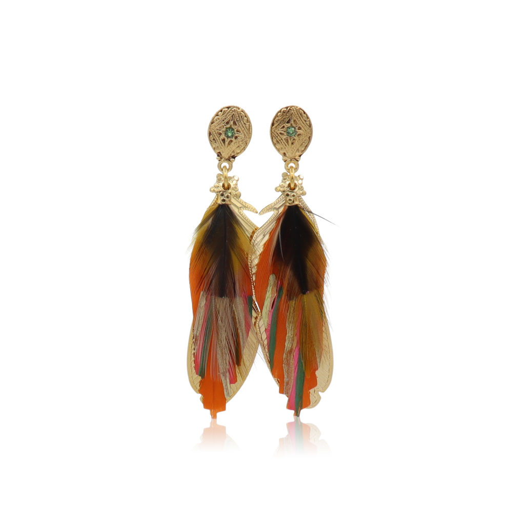 Gas Bijoux - Sao Feather Earrings Orange Brown