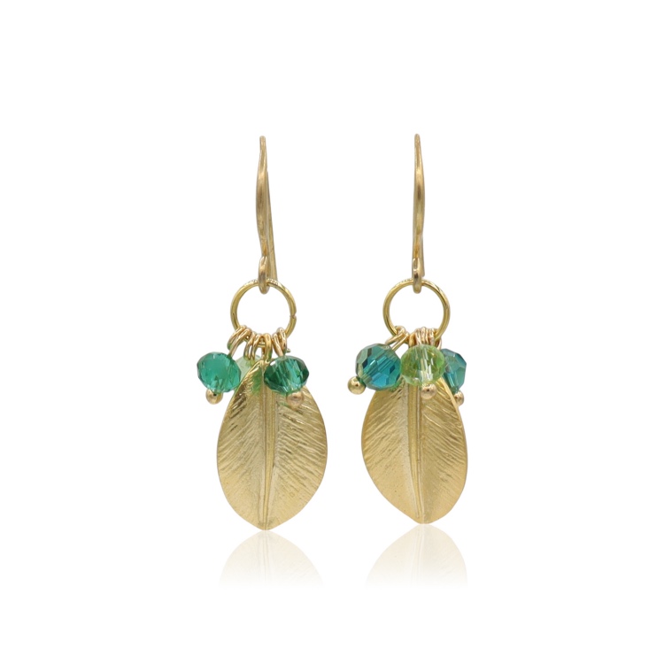 Callysta's Findings - Earrings Green Round Leaves