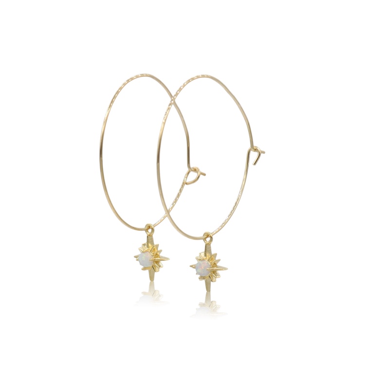 Callysta's Findings - Earrings Hoops Medium Opal Stars