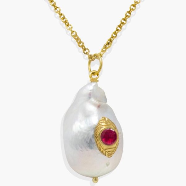 Vintouch - Necklace The Eye Ruby Pearl