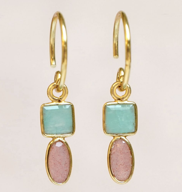 Muja Juma - Earrings 1589GB5 Amazonite Peach Moonstone