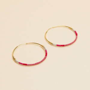 Une a Une - Earrings Creole Red