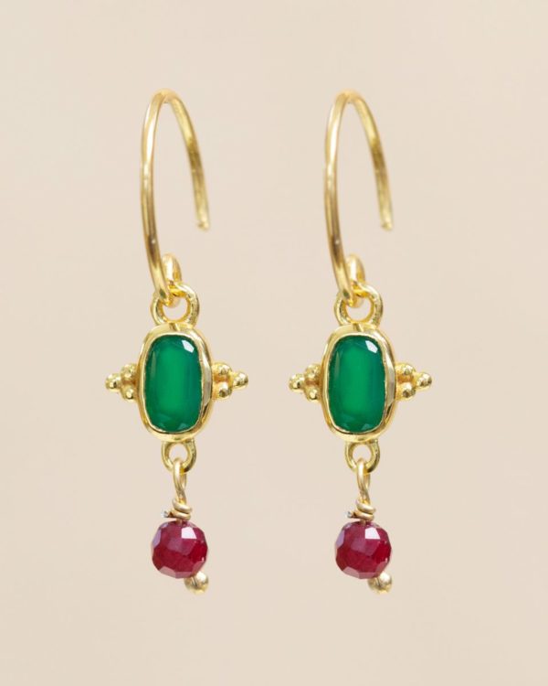 Muja Juma - Earrings 10014gb Green Agate Ruby
