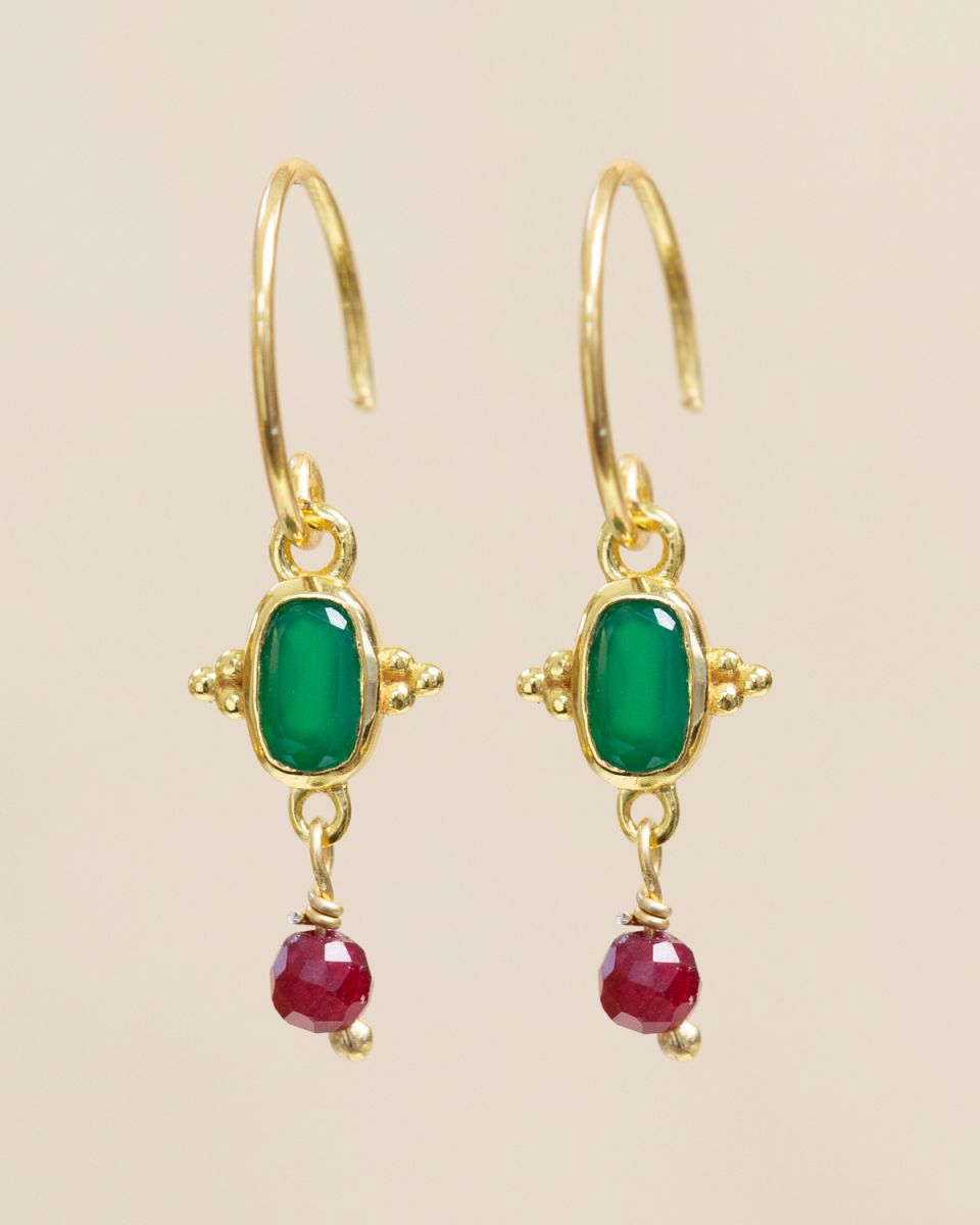 Muja Juma - Earrings 10014gb Green Agate Ruby