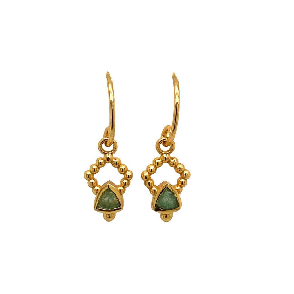 Muja Juma - Earrings Green Agate Triangles Drop