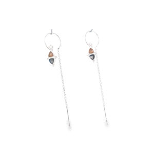 Muja Juma - Earrings Silver Peach Moonstone Labradorite Long