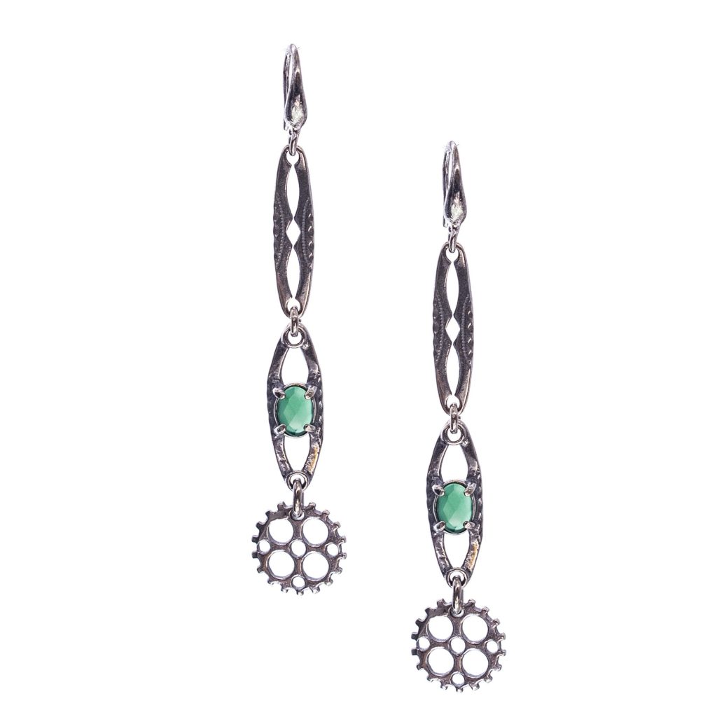 Gem Kingdom - Earrings Metropolis E22d07d Green Agate