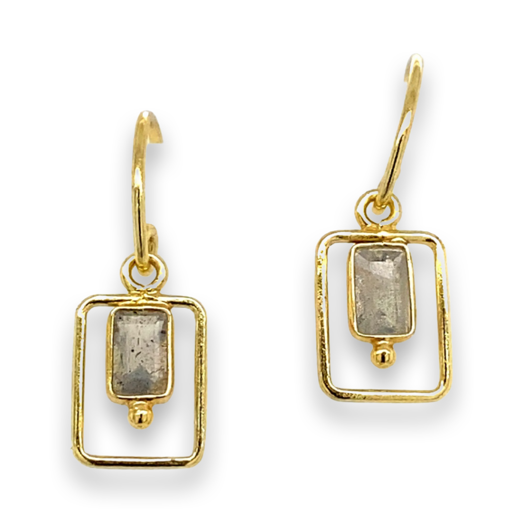 Muja Juma - Earrings Double Rectangle Labradorite