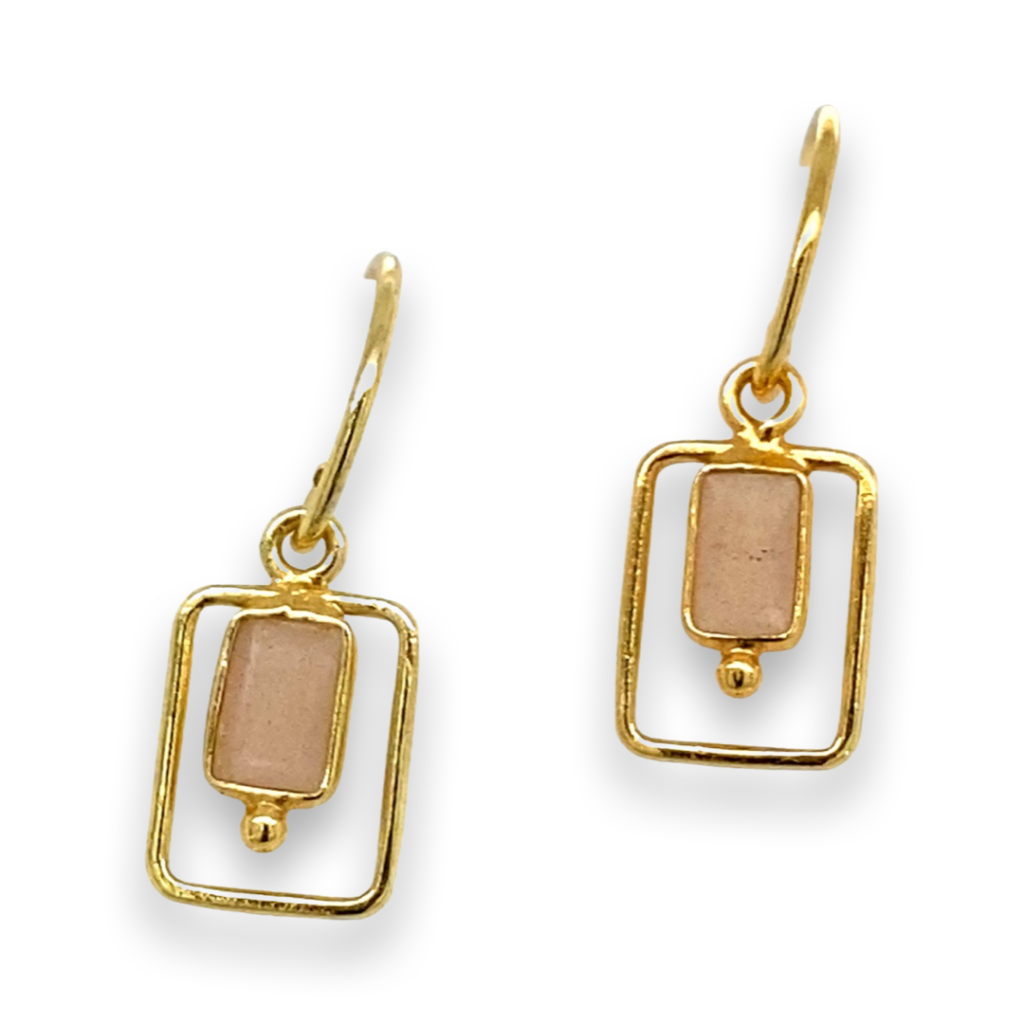 Muja Juma - Earrings Double Rectangle Peach Moonstone