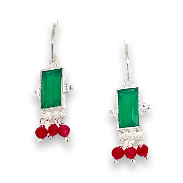 Muja Juma - Earrings Rectangle Droplets Green Agate