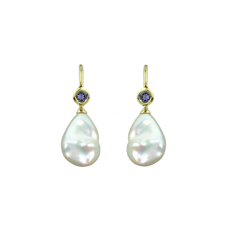 Sputnik Jewelry - Earrings Baroque Pearl Iolite