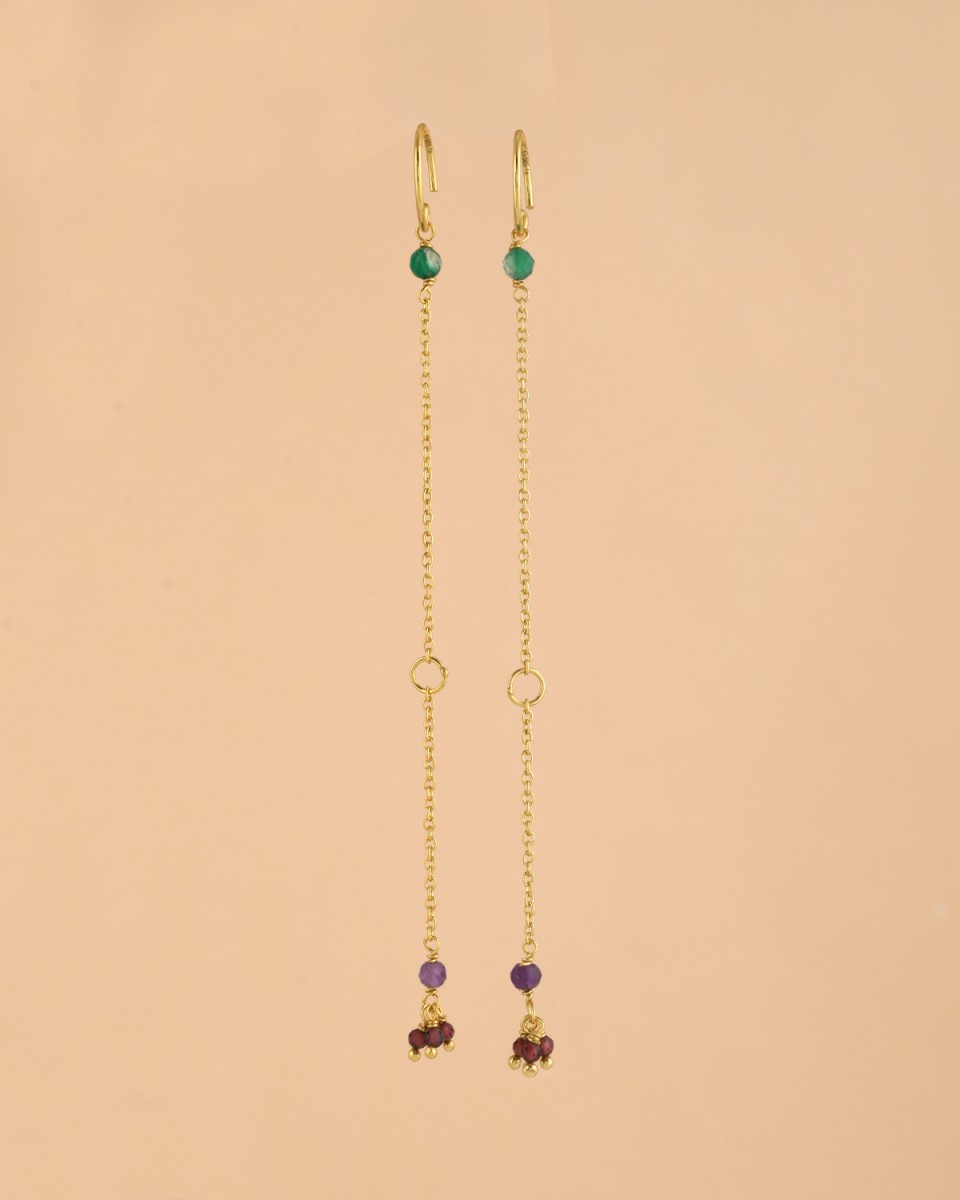 Muja Juma - Earrings 10201gb15 Garnet Amethyst Green Agate