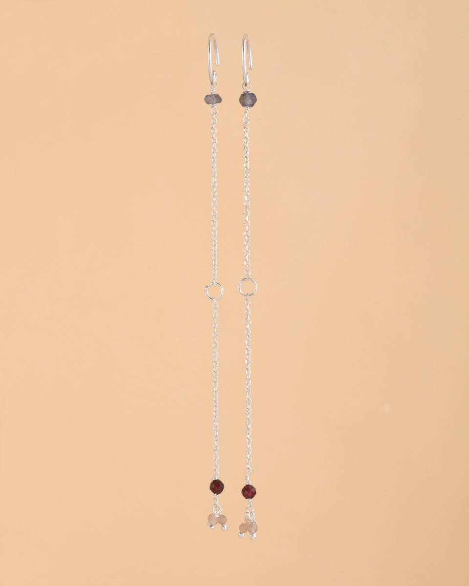 Muja Juma - Earrings Iolite Garnet Peach Moonstone 10201sb13 Silver