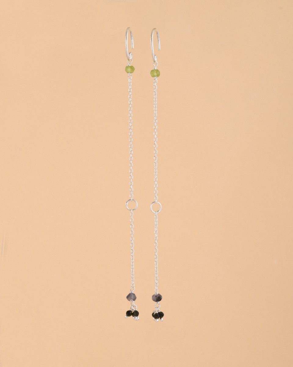 Muja Juma - Earrings Iolite Nefrite Peridot 10201sb36 Silver