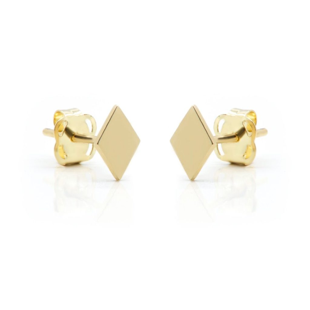 14kt Gold - Earstuds Diamond Shape