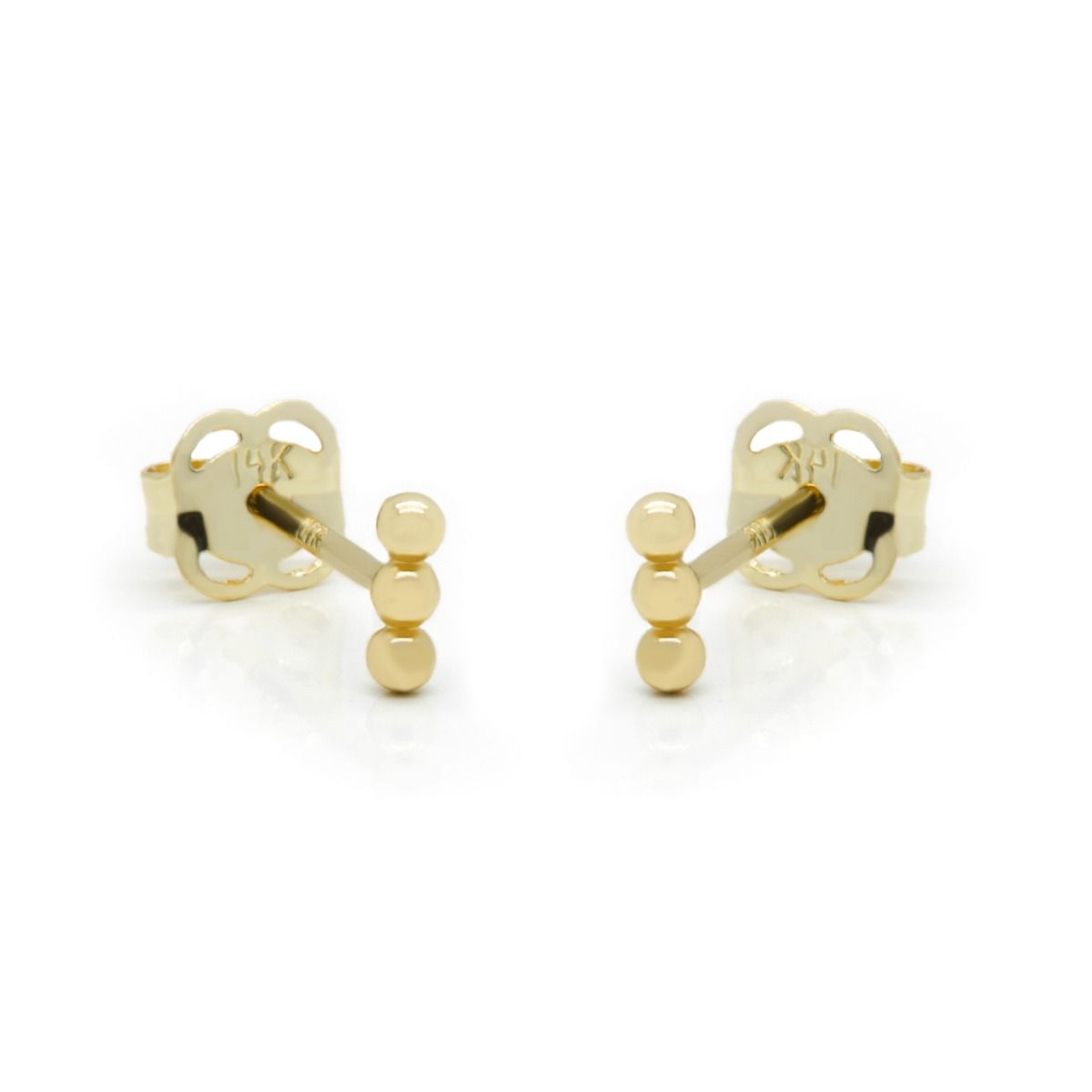 14kt Gold - Earstuds Dots Tube