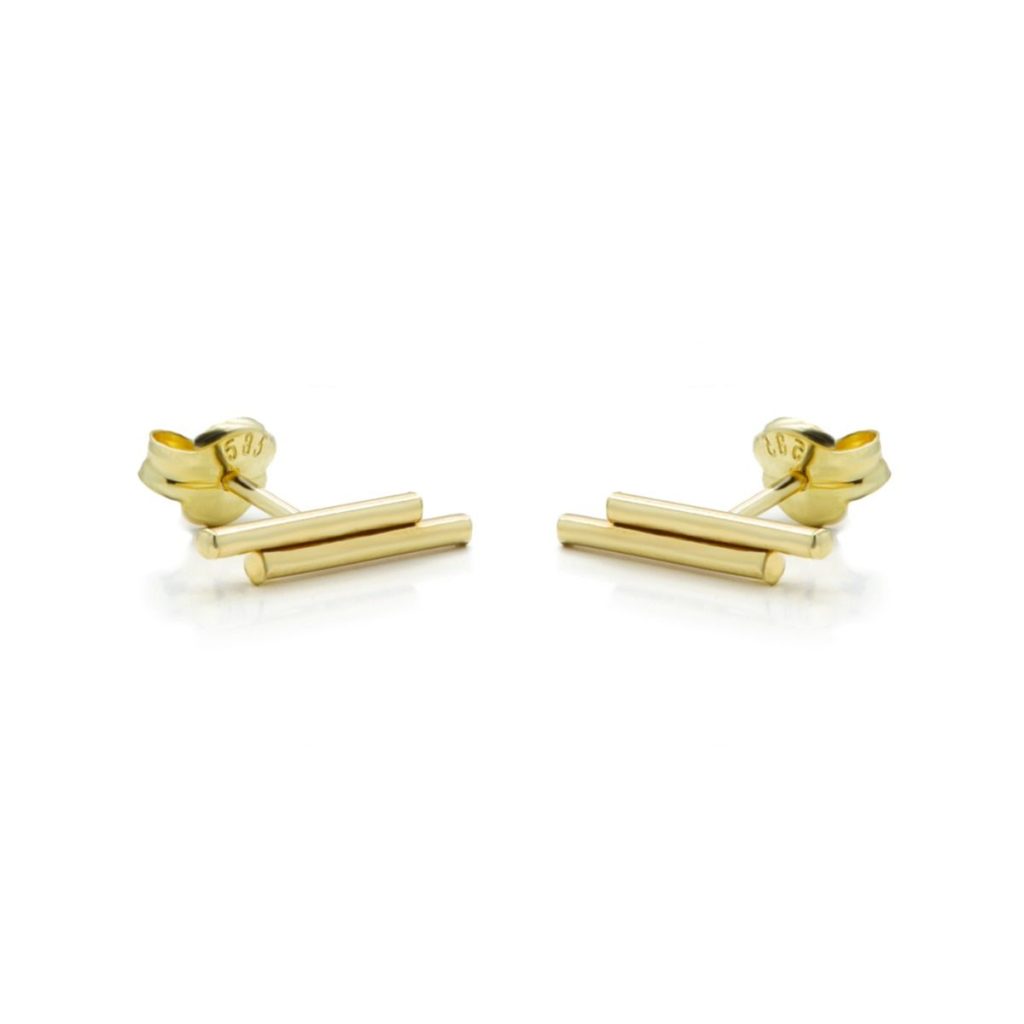 14kt Gold - Earstuds Double Tube 1