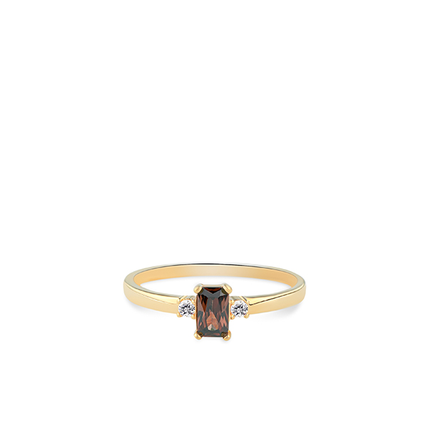 14kt Gold - Ring Brown Rectangle