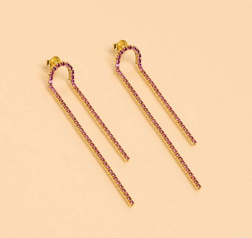 Une a Une - Fuchsia snake earrings
