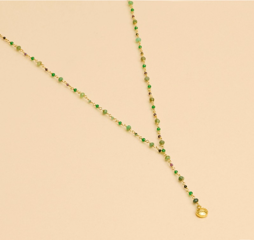Une a Une - Green Shaded India Rosary
