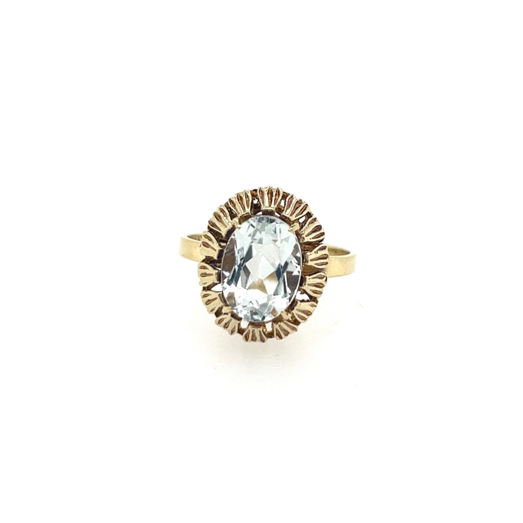 Vintage Jewelry – 14KT Gold - Ring Light Blue Beryl