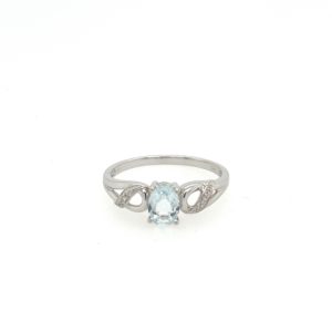 Vintage Jewelry – 14KT Whitegold - Aquamarine and Diamonds