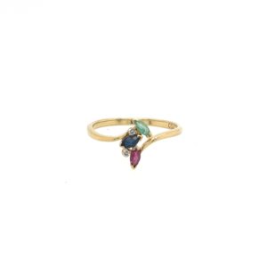 Vintage Jewelry – 18KT Gold - Ring Ruby Sapphire Emerald and Diamond