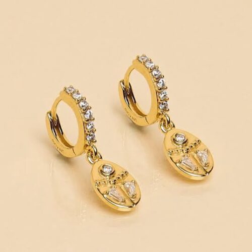 Une a Une - White Khepri Hoop Earrings