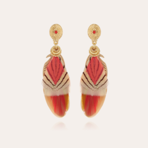 Gas Bijoux - Earrings Sao Feather Coral