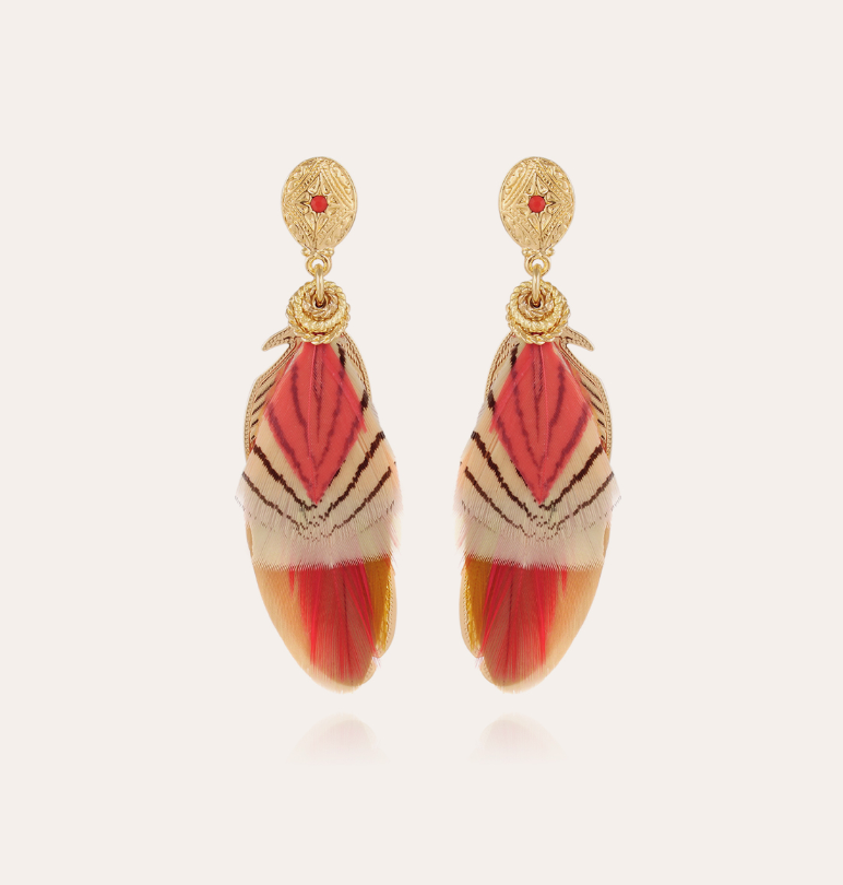 Gas Bijoux - Earrings Sao Feather Coral