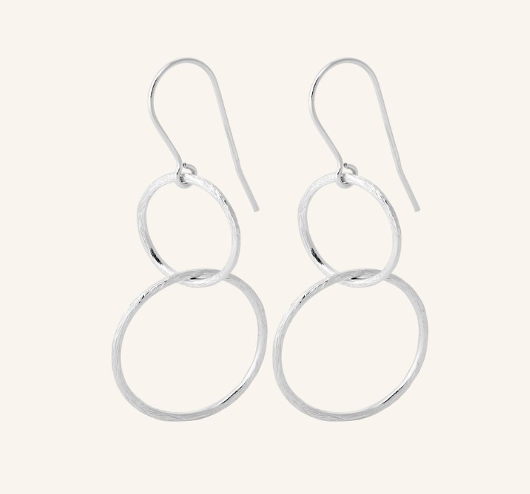 Pernille Corydon- Double Plain Ear Hooks Silver