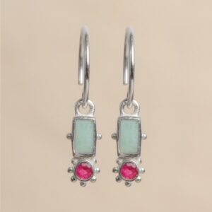 Muja Juma - Earrings Amazonite Ruby 10570sb5 Silver