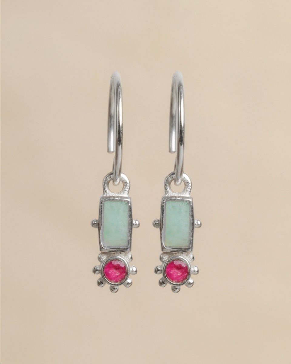 Muja Juma - Earrings Amazonite Ruby 10570sb5 Silver