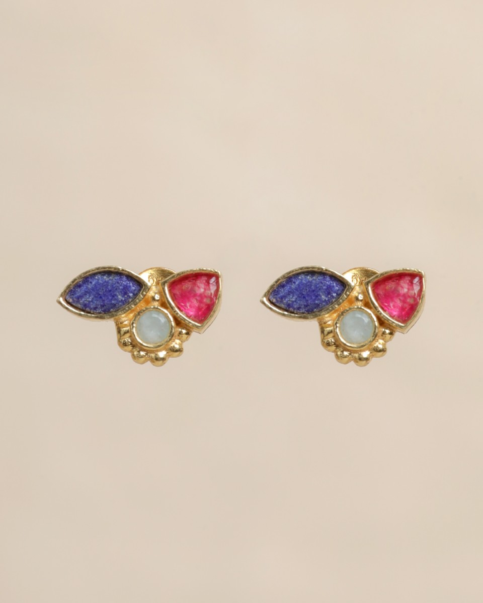 Muja Juma - Earrings Lapis Lazuli Ruby Amazonite 10428gb30