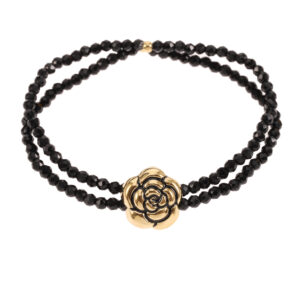 Rose & Camellia - Bracelet Vintage Style Black Stones Rose