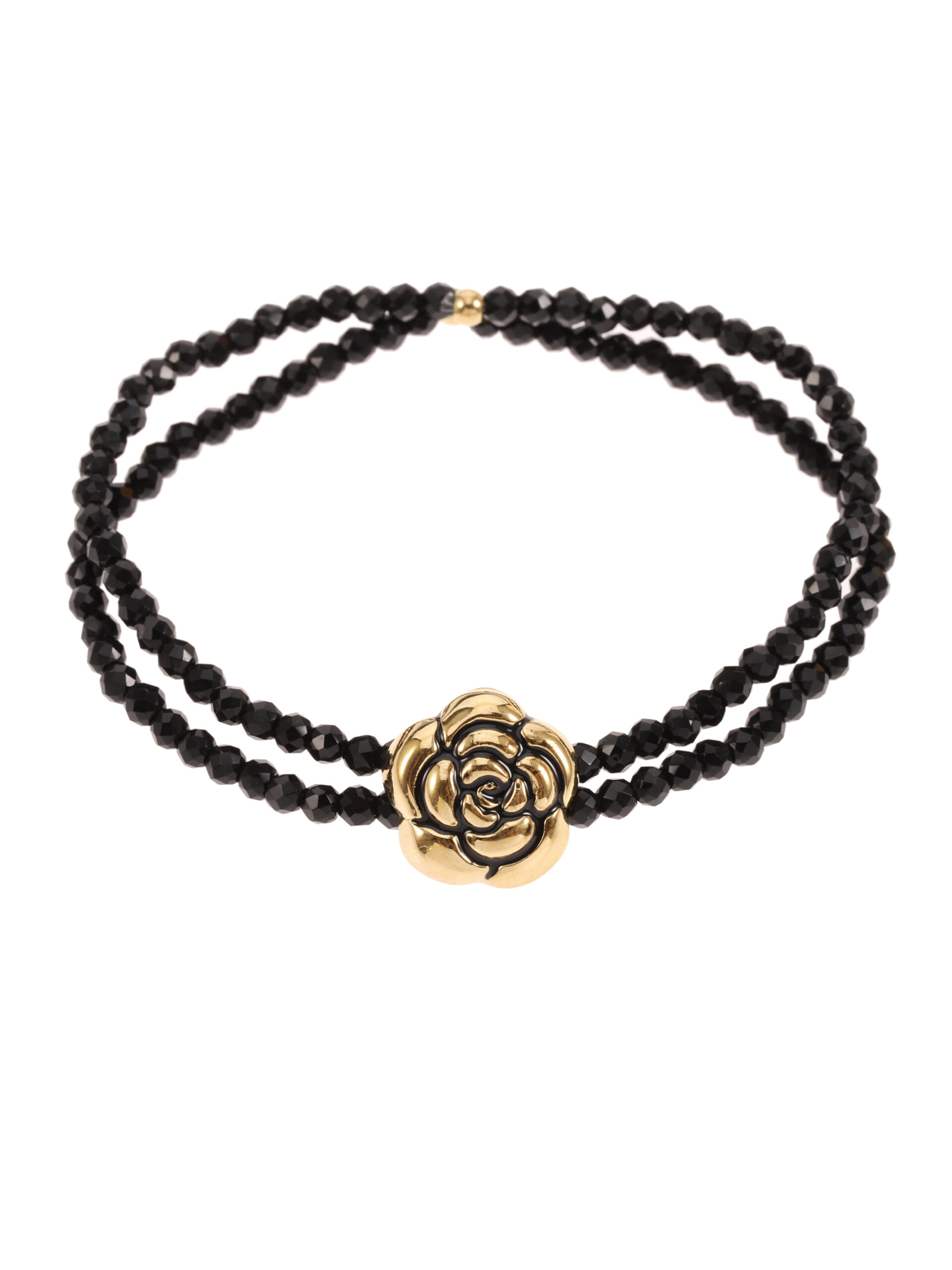 Rose & Camellia - Bracelet Vintage Style Black Stones Rose