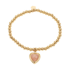 Rose & Camellia - Bracelet Vintage Style Pink Heart