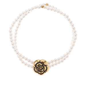 Rose & Camellia - Bracelet Vintage Style White Pearls Rose