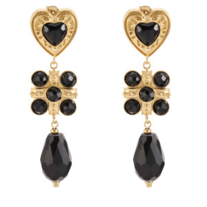 Rose & Camellia - Earrings Vintage Style Black Heart