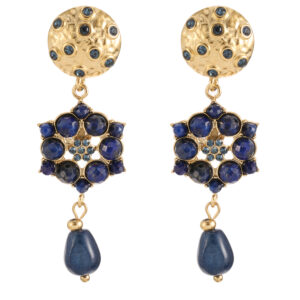 Rose & Camellia - Earrings Vintage Style Dark Blue Stones