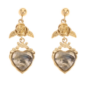 Rose & Camellia - Earrings Vintage Style Labradorite Hearts