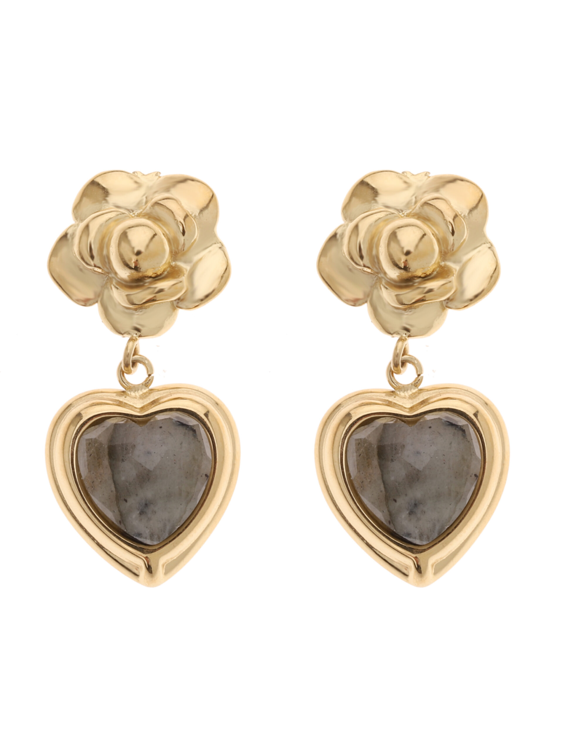 Rose & Camellia - Earrings Vintage Style Labradorite Rose