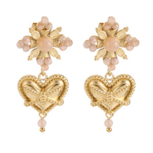 Rose & Camellia - Earrings Vintage Style Soft Pink Heart