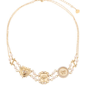 Rose & Camellia - Necklace Choker Vintage Style White Pearl