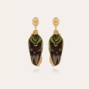 Gas Bijoux - Earrings Sao Feather Kaki Black