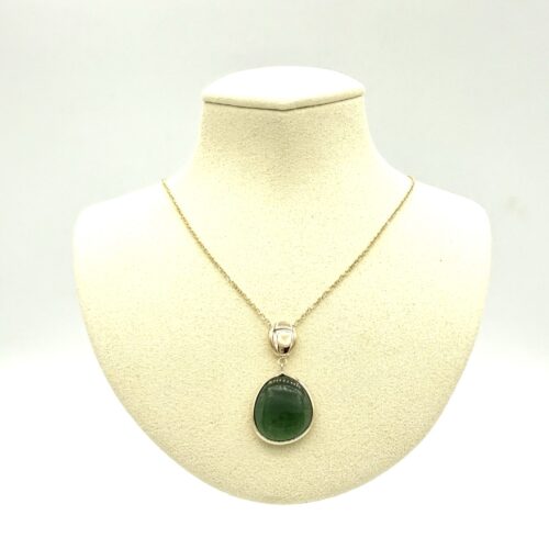 14 karaats gouden collier met groene toermalijn 45 cm.