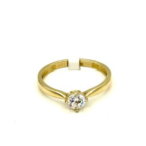 14 karaat solitairring met zirkonia